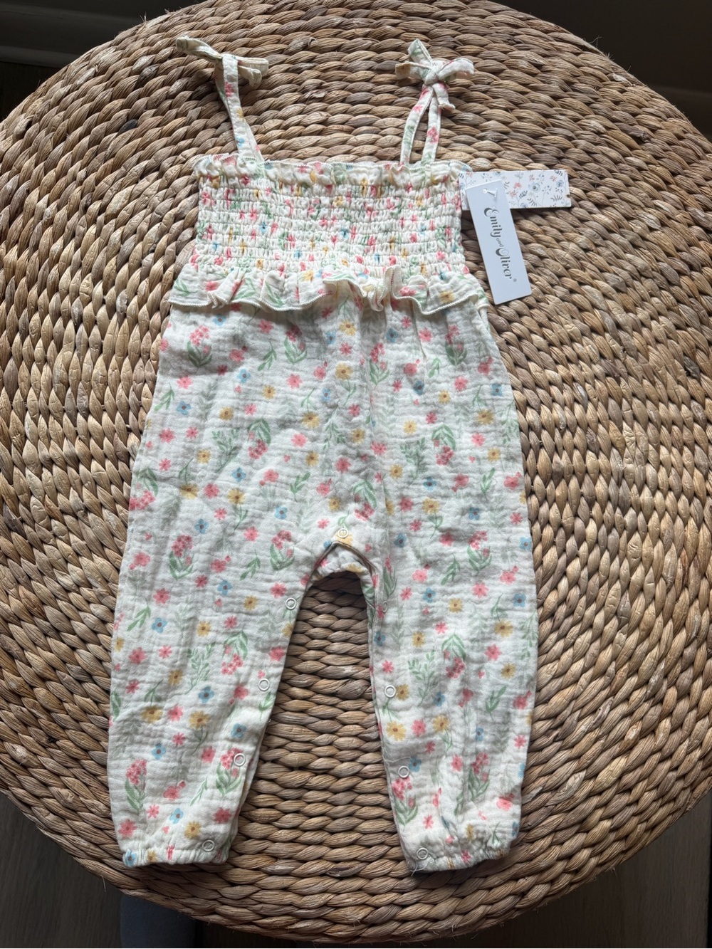 NWT Emily & Oliver Smocked Jumpsuit
